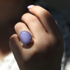 Oval Purple Agate Ring with Diamond