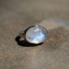 Oval Faceted White Rainbow Moonstone Ring