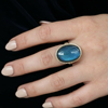 Vertical Smooth Oval Labradorite Ring