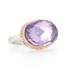 Oval Rose Cut Lavender Amethyst Silver and Rose Gold Ring
