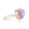 Oval Rose Cut Lavender Amethyst Silver and Rose Gold Ring