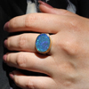 Australian Black Opal Silver and Gold Ring