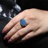 Australian Black Opal Silver and Gold Ring