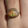 All Gold Oval Mexican Fire Opal Ring
