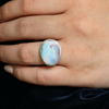 Asymmetrical 14k Gold and Silver Boulder Opal Ring