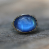 Small Oval Rainbow Moonstone Ring