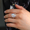 Rainbow Moonstone Silver and 14k Rose Gold Ring