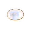 Oval White Rainbow Moonstone Silver and Gold Ring