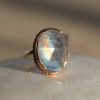Rainbow Moonstone Silver and 14k Rose Gold Ring