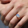 All Gold Mexican Fire Opal Prong Ring