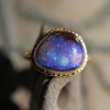 Small Asymmetrical All Gold Boulder Opal Ring