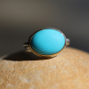 Oval Sleeping Beauty Turquoise Silver and Gold Ring