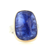 Asymmetrical Tanzanite Silver and 14k Gold Ring