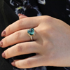 Rose Cut Blue Green Tourmaline Ring