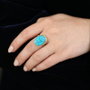 Carved Sleeping Beauty Turquoise Buddha Gold Ring