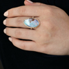Vertical Boulder Opal Silver and 14k Rose Gold Top Ring