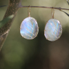 Rainbow Moonstone Rose Cut Gold Earrings
