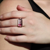 Rectangular Bi Color Pink Tourmaline Ring