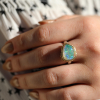 Asymmetrical Mexican Fire Opal Ruffled Platform Ring