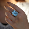 Large Vertical Rectangular Surface Cut Aquamarine Ring