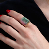 Vertical Watermelon Tourmaline Silver and Rose Gold Ring