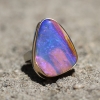 Large Boulder Opal Vertical Silver and Gold Ring