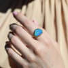Lotus Australian Opal with Diamonds 14k Gold Ring
