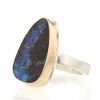 Boulder Opal Vertical Silver and Gold Ring