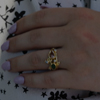 Morganite, Emerald and Diamond Double Seafire Gold Ring