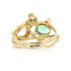 Morganite, Emerald and Diamond Double Seafire Gold Ring