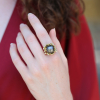 Round Black Tahitian Pearl 18k Gold Ring with Diamonds
