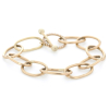 Heavy Oval Gold Link Bracelet with Pave Closure