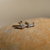 Tiny Diamond Baguette 14k Gold Post Earrings
