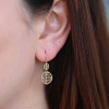 Double Drop 14k Gold Champagne Diamond Earrings