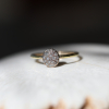 14k Gold Two Toned Diamond Button Ring