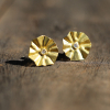 Lotus Leaf Gold Stud Earrings with Diamonds