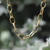 Silk Textured Hammered Oval Link 18k Gold Necklace