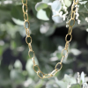 Silk Textured Hammered Oval Link 18k Gold Necklace