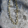 Silk Textured Hammered Oval Link 18k Gold Necklace