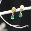 Emerald Disc Post Stud Earrings