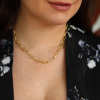 Silk Textured Hammered Oval Link 18k Gold Necklace