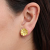 Lotus Leaf Gold Stud Earrings with Diamonds