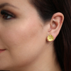 Lotus Leaf Gold Stud Earrings with Diamonds