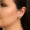 Mixed Shaped Emerald and Diamond Earrings