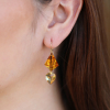 Citrine Double Drop 18k Gold Faceted Earrings