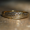 Gold Diamond Baguette Bangle Bracelet