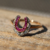 Antique Horse Shoe Ruby and Diamond Ring