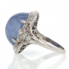 Blue Star Sapphire and Diamond Art Deco Ring