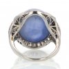 Blue Star Sapphire and Diamond Art Deco Ring
