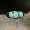 Antique Gold Turquoise and Opal Ring with Diamonds